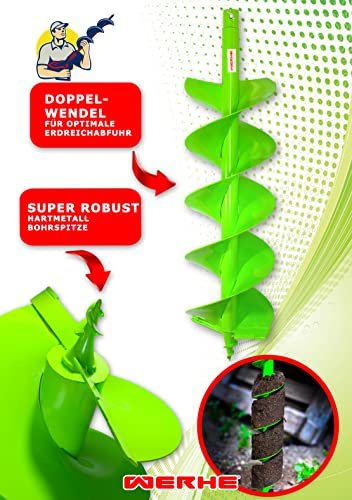 WERHE® Profi Bohrer Starker Stahl, Erdbohrer für bohrmaschine 200 mm Doppel-Welle extrem robust mit Stihl Adapter - Pfahlbohrer Brunnenbohrer präzise Bohrspitze. - Image 10